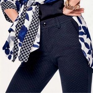 Cabi Trouser Navy blue with tiny white polka dots